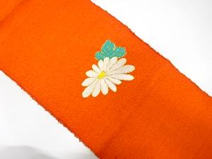 手織り真綿紬　菊模様刺繍名古屋帯